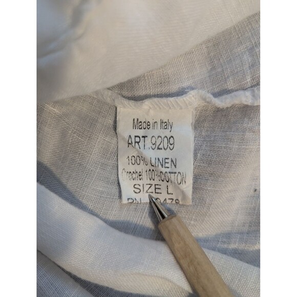 Valentina Naldi White Linen Crochet Lace Boho Dress Women's Large‎ - Picture 8 of 9